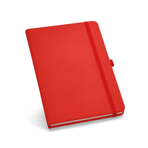 Caderno couro sintético vermelho personalizado UV digital