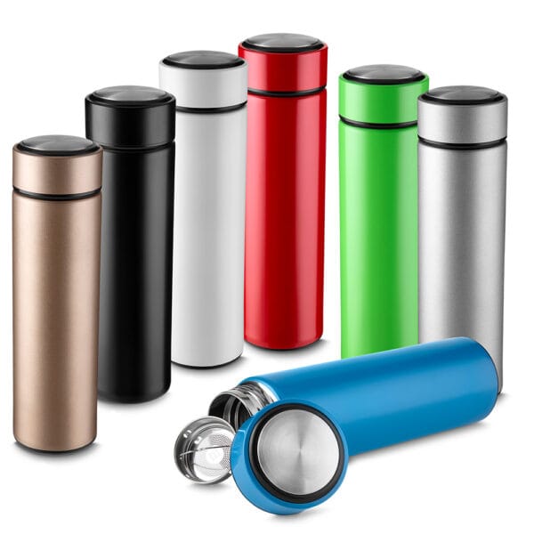 Garrafa inox azul com gravação laser para brindes