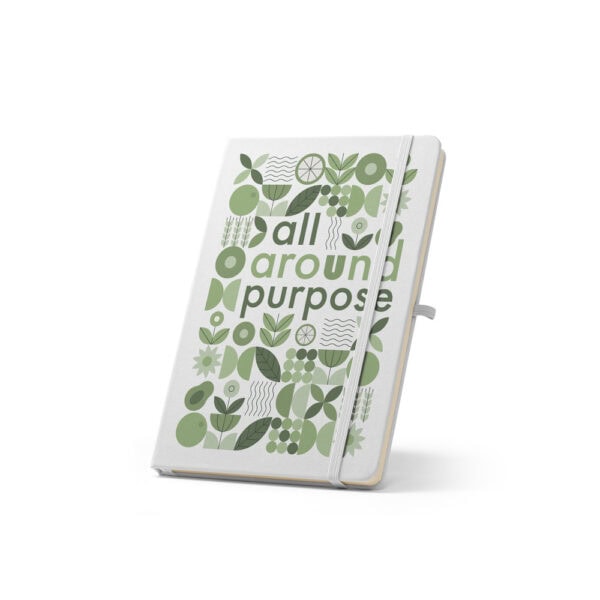 Caderno capa dura branco com marca corporativa