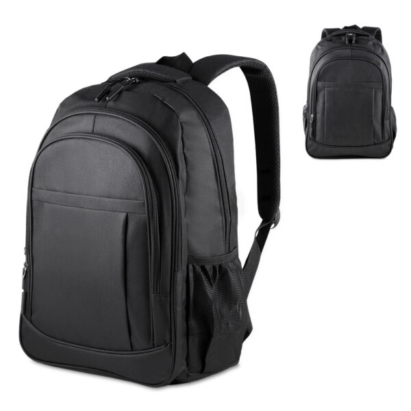 Brinde corporativo mochila preta com logo transfer silk