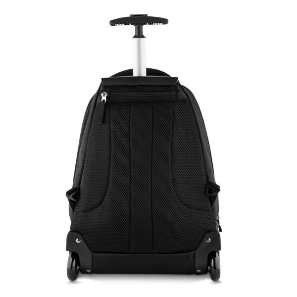 Mochila executiva preta com rodinha gravação transfer colorido