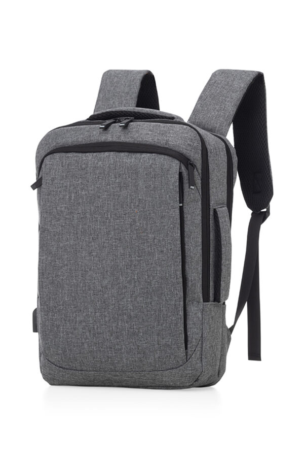 Mochila pasta cinza com placa de metal personalizada B2B