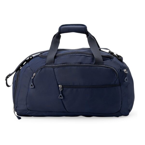 Bolsa de viagem corporativa 42L azul com logo empresa