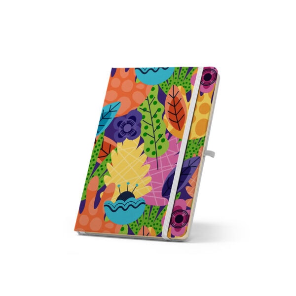 Caderno brinde branco personalização silk transfer