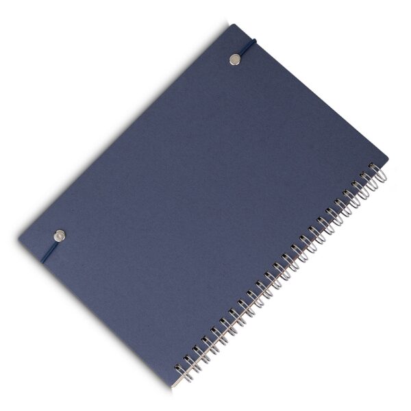 Brinde sustentável caderno A5 azul personalizado silk