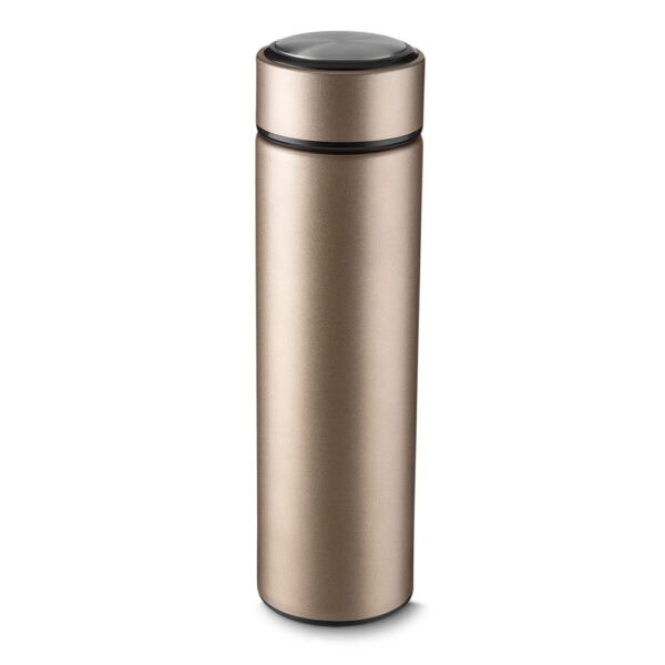 Garrafa inox verde com logo gravação laser empresarial