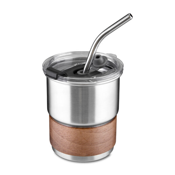 Copo térmico branco com canudo brinde empresarial