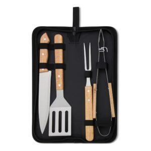 Kit Churrasco Personalizado 4 Peças Inox Estojo Nylon Resistente