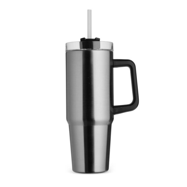 Caneca 900ml cinza personalizada com logo gravação silk