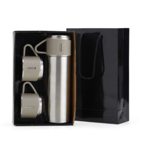 Kit Garrafa Personalizada Térmica 450ml com 3 Xícaras - HUBZB-KIT18639