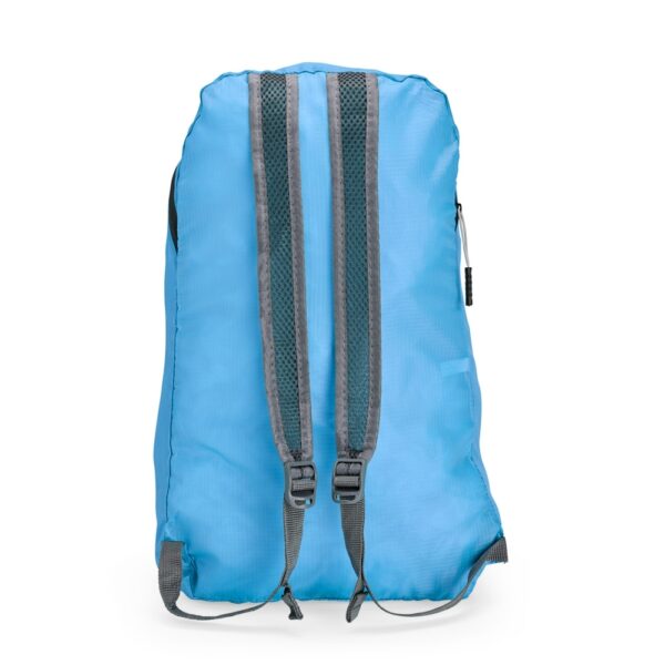 Brinde corporativo mochila dobrável cinza com logo