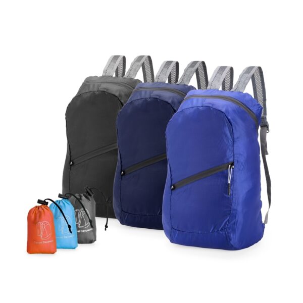 Mochila personalizada dobrável poliéster 16L preta