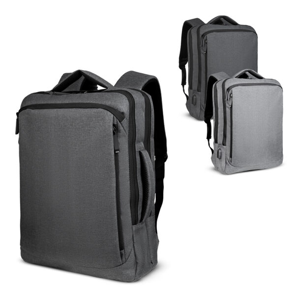 Mochila pasta personalizada cinza para brindes corporativos