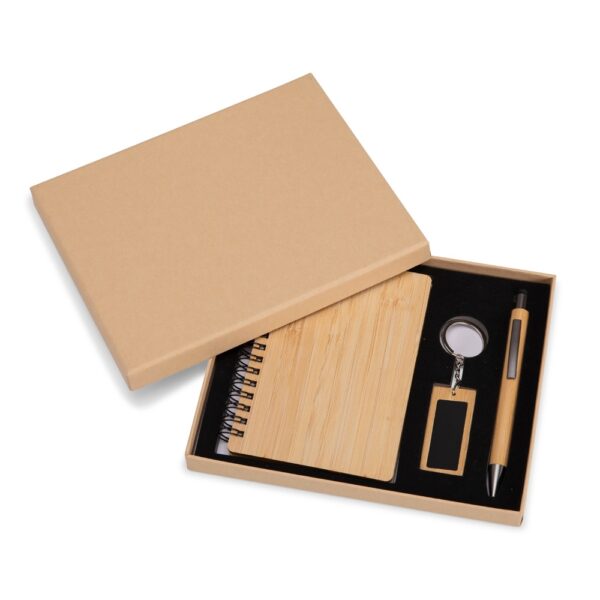Kit escritório corporativo ecológico gravação laser bambu