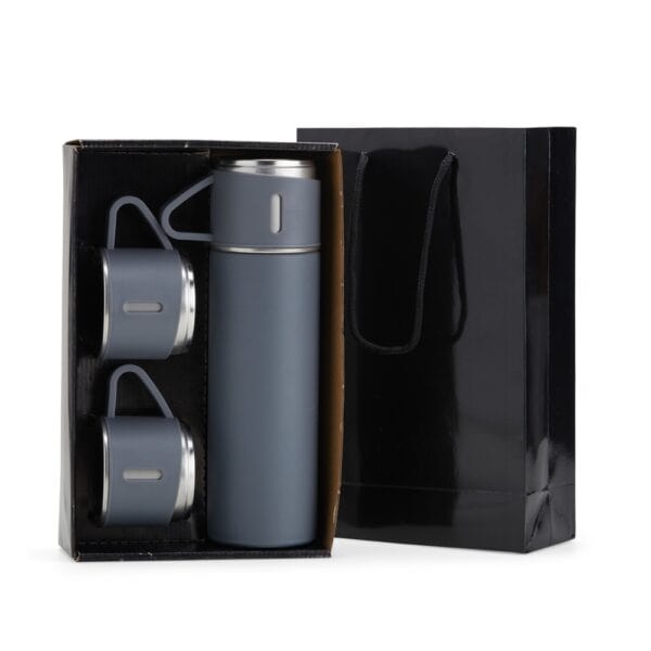 Conjunto inox brinde corporativo garrafa xícaras laser logo