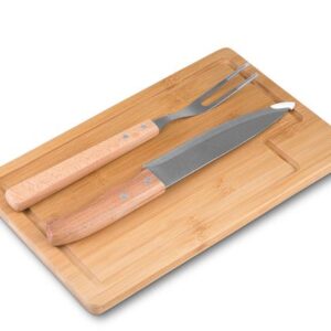 Kit Churrasco Personalizado 3 Peças com Tábua Bambu