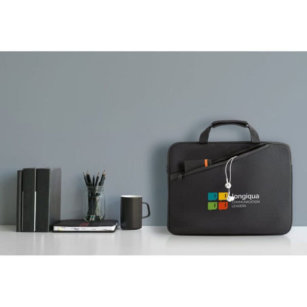 Pasta corporativa notebook preta personalização transfer colorido