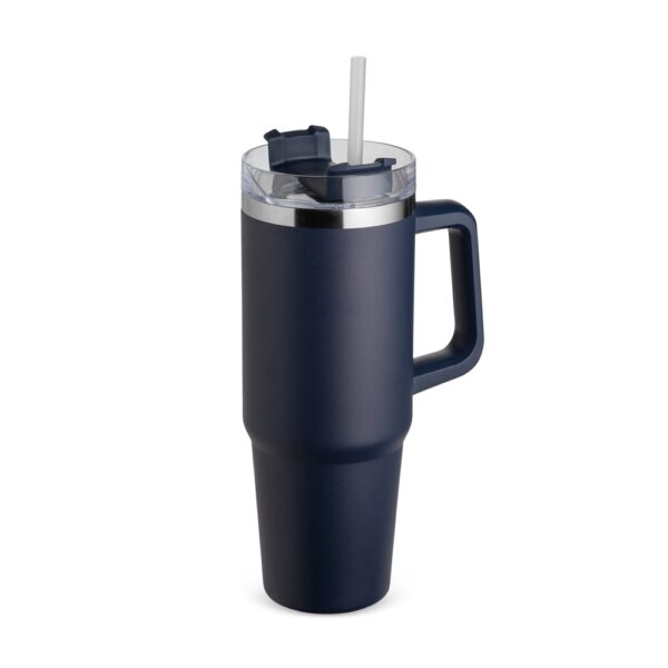 Caneca inox cinza personalizada gravação laser empresa