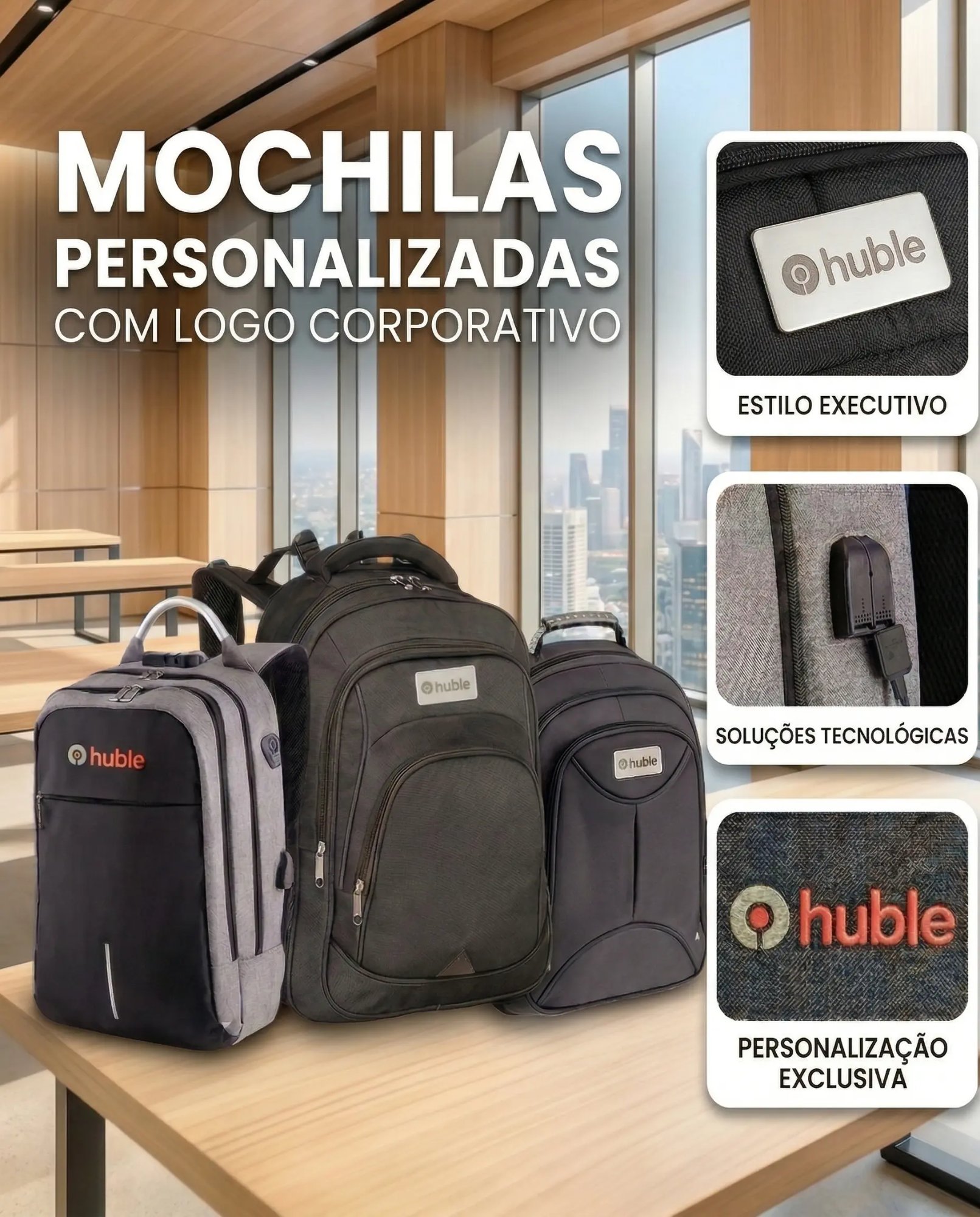 Mochilas Personalizadas com Logo Corporativo - Estilo Executivo para Brindes Corporativos
