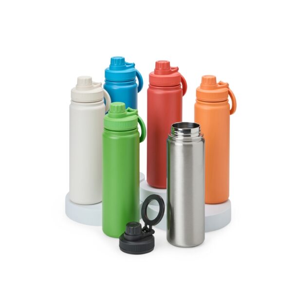 Garrafa corporativa azul com logo gravação laser 750ml