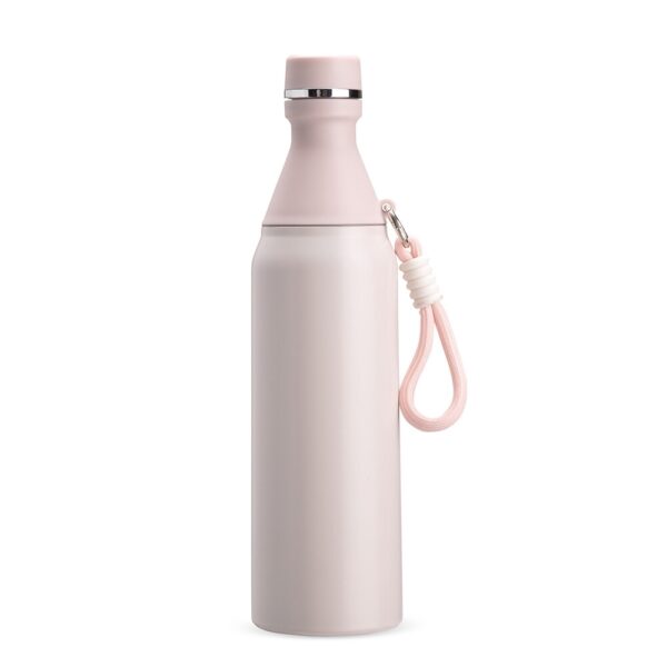 Garrafa térmica inox vista traseira com logo da empresa