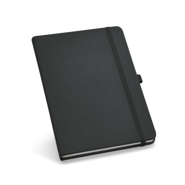 Brinde caderno laranja couro sintético com gravação