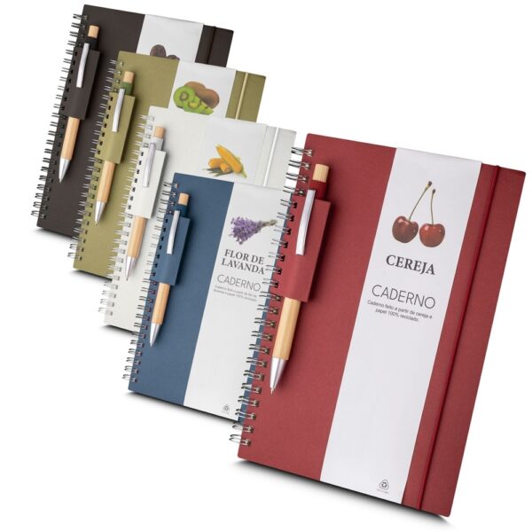 Caderno personalizado A5 papel reciclado com logo silk