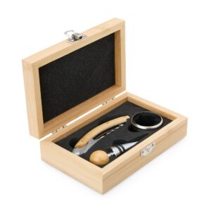 Kit Vinho Personalizado 3 Peças Caixa Bambu - HUBZB-08169