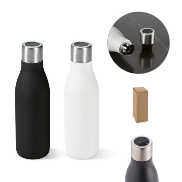 Garrafa térmica corporativa inox branca 500ml com logo