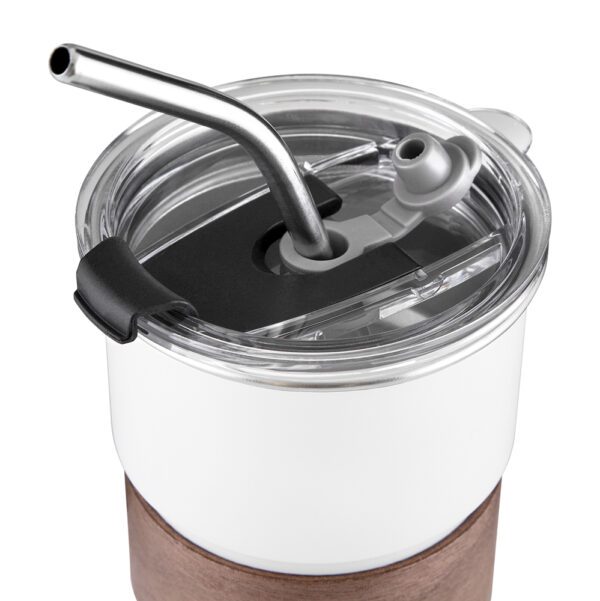 Copo prata personalizado com canudo 250ml brinde