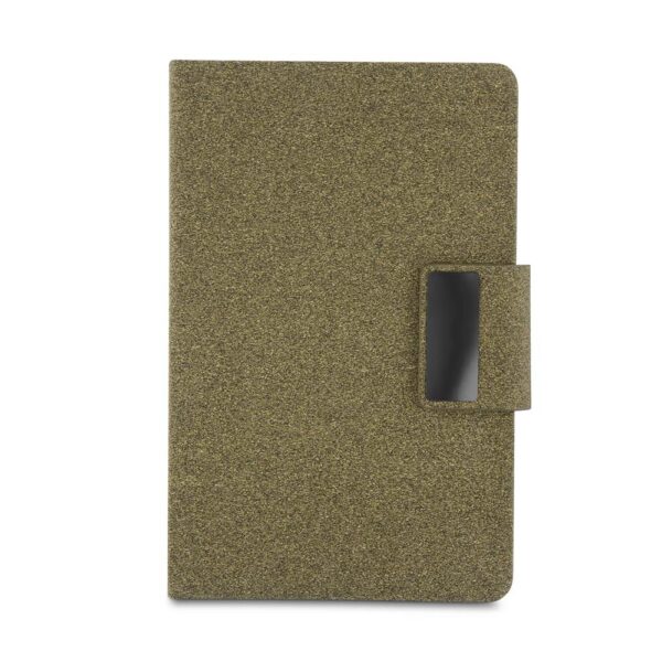 Caderno corporativo com logo gravação silk tom chá