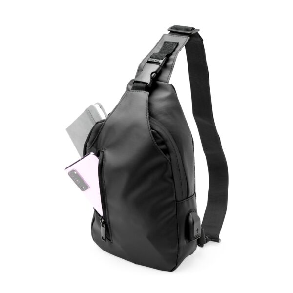 Mochila personalizada preta ombro transfer corporativo 5L
