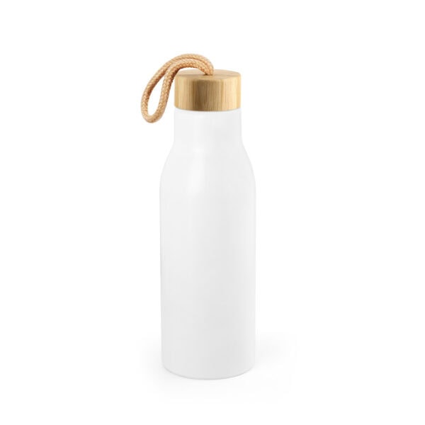 Brinde corporativo garrafa inox reciclado com logo branca