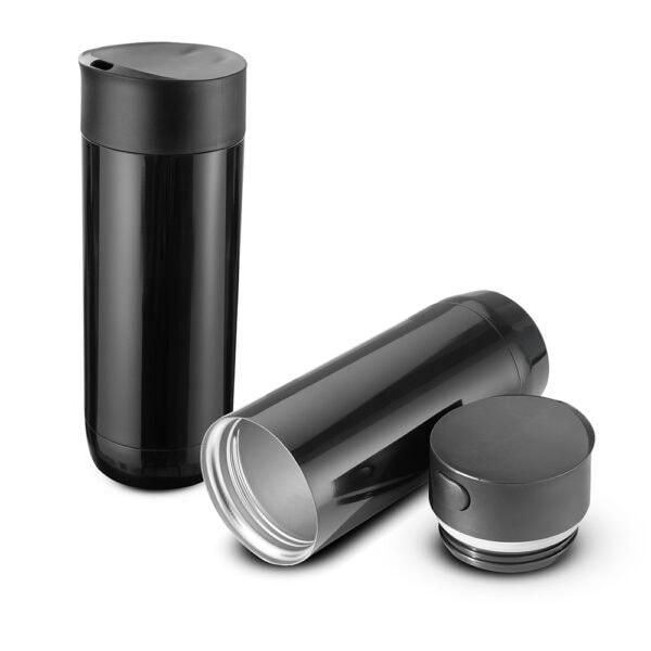 Caneca térmica inox personalizada 450ml preta corporativa