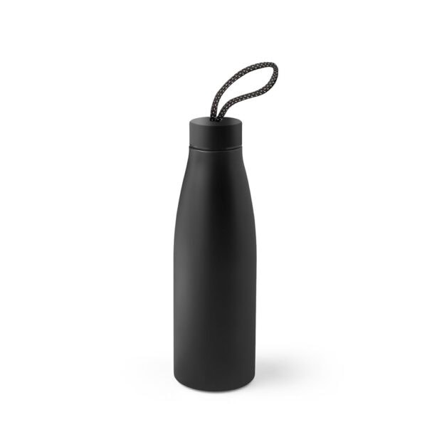 Brinde corporativo garrafa inox preta com logo empresa