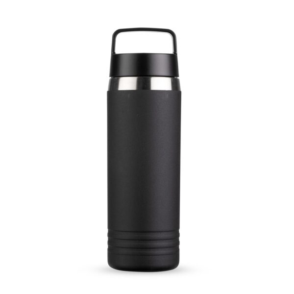 Brinde corporativo garrafa inox azul personalizada logo