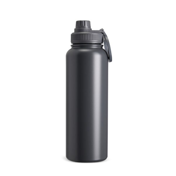 Garrafa térmica inox cinza gravação laser para brindes