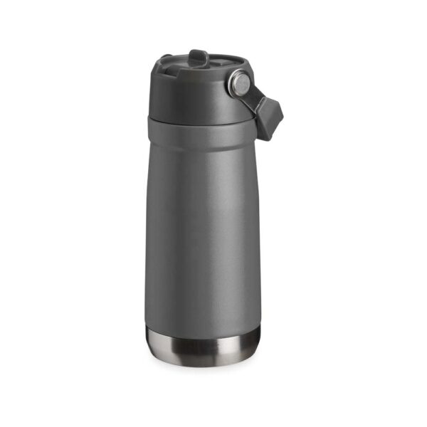 Garrafa inox cinza personalizada gravação laser
