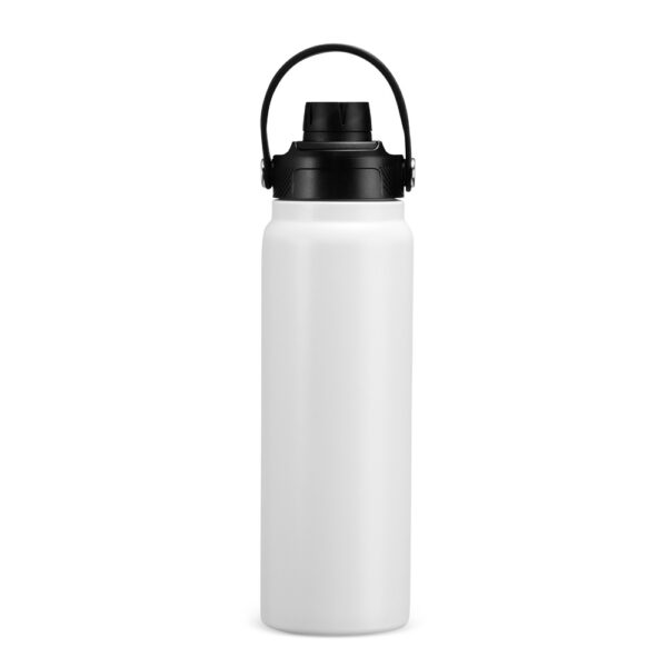 Garrafa térmica branca personalizada com logo corporativo