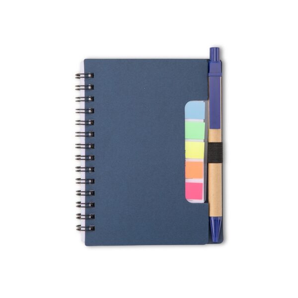 Bloco de Notas Personalizado Capa Dura com Autoadesivos e Caneta 14,1×10,5cm Azu