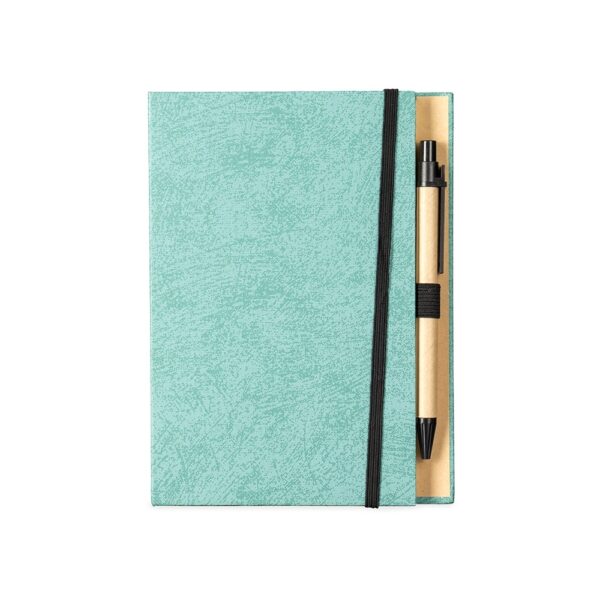 Bloco de Notas Personalizado Capa Dura com Autoadesivos e Caneta 18×13cm Azul