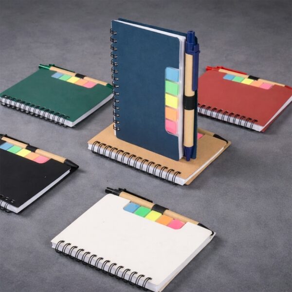 Bloco de Notas Personalizado Capa Dura com Autoadesivos e Caneta 14,1×10,5cm Det