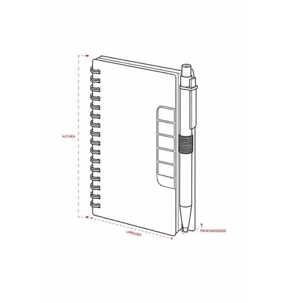 Bloco de Notas Personalizado Capa Dura com Autoadesivos e Caneta 14,1×10,5cm Det