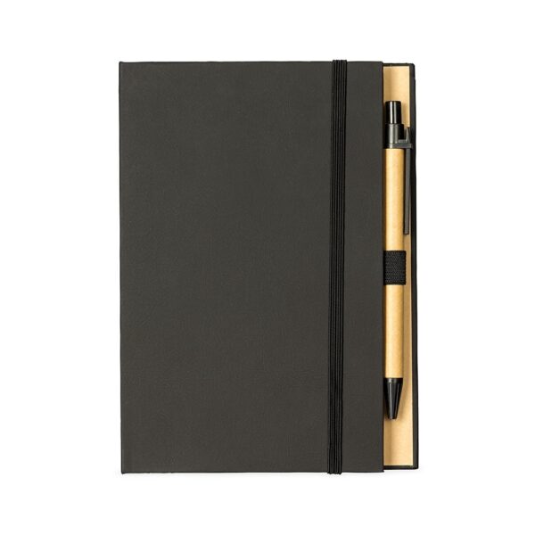 Bloco de Notas Personalizado Capa Dura com Autoadesivos e Caneta 18×13cm Preto