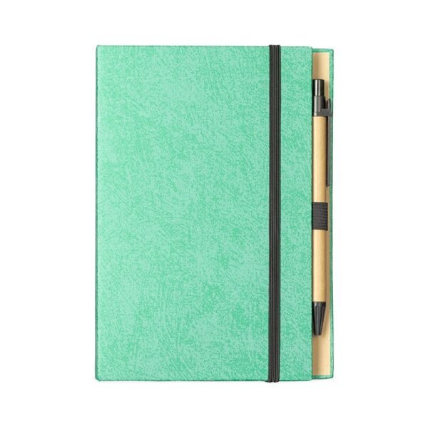 Bloco de Notas Personalizado Capa Dura com Autoadesivos e Caneta 18×13cm Verde