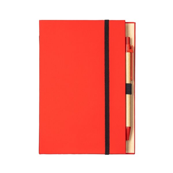 Bloco de Notas Personalizado Capa Dura com Autoadesivos e Caneta 18×13cm Vermelh