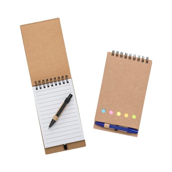 Bloco de Notas Personalizado Kraft com Autoadesivos e Caneta 8,8×15,8cm Detalhe