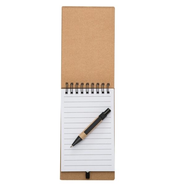 Bloco de Notas Personalizado Kraft com Autoadesivos e Caneta 8,8×15,8cm Detalhe
