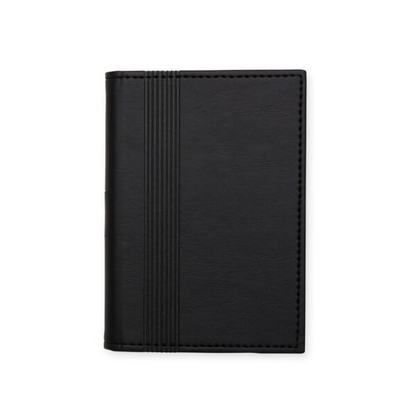 Bloco de Notas Personalizado Couro Sintético com Porta Caneta 15,6×11cm Preto