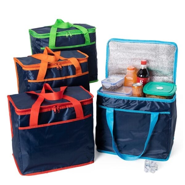 Detalhe interno bolsa térmica corporativa 40L azul